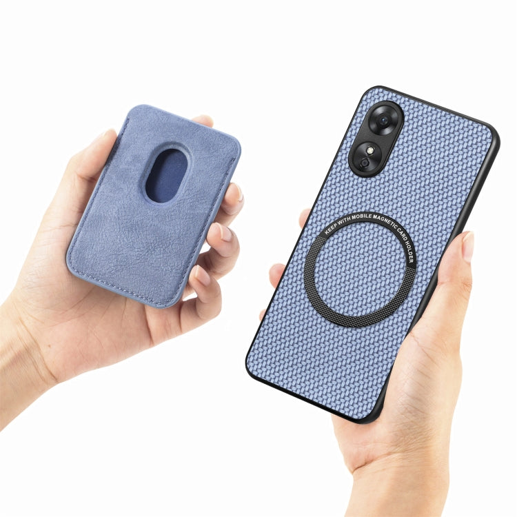 For OPPO A17 Pro Carbon Fiber Leather Card Magsafe Phone Case(Blue) - OPPO Cases by buy2fix | Online Shopping UK | buy2fix