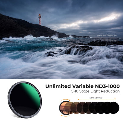 K&F CONCEPT KF01.1838 82mm Variable ND3-ND1000 ND Filter 1.5-10 Stops Waterproof Filter - Camera Accessories by K&F | Online Shopping UK | buy2fix