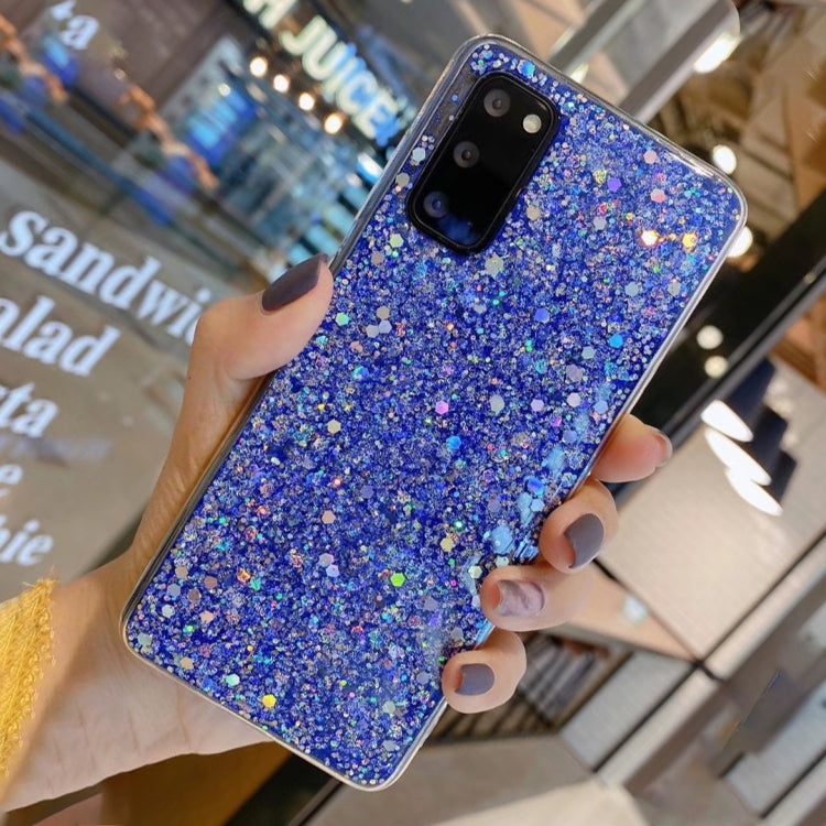 For Samsung Galaxy A03s EU Edition Glitter Sequins Epoxy TPU Phone Case(Blue) - Galaxy Phone Cases by buy2fix | Online Shopping UK | buy2fix