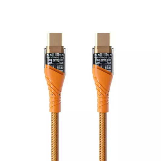 65W USB-C / Type-C to Type-C Transparent Fast Charging Data Cable, Length: 1m(Orange) -  by buy2fix | Online Shopping UK | buy2fix