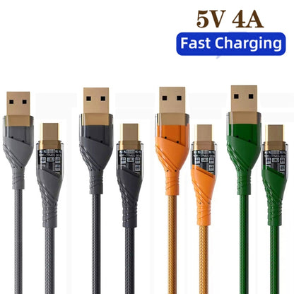 4A USB to Type-C Transparent Fast Charging Data Cable, Length: 1m(Orange) -  by buy2fix | Online Shopping UK | buy2fix