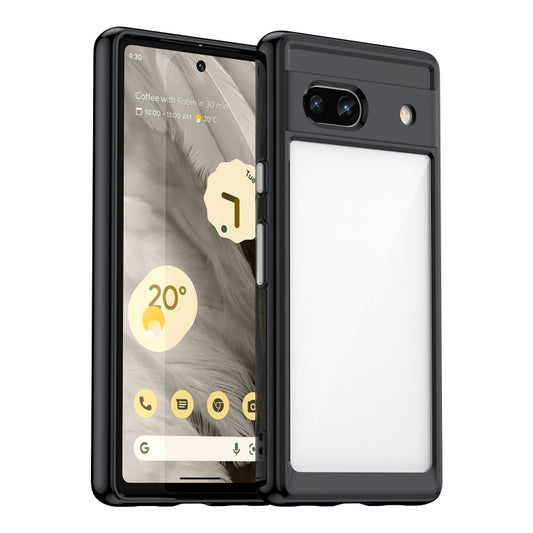 For Google Pixel 7a Colorful Series Acrylic + TPU Phone Case(Black) - Google Cases by buy2fix | Online Shopping UK | buy2fix