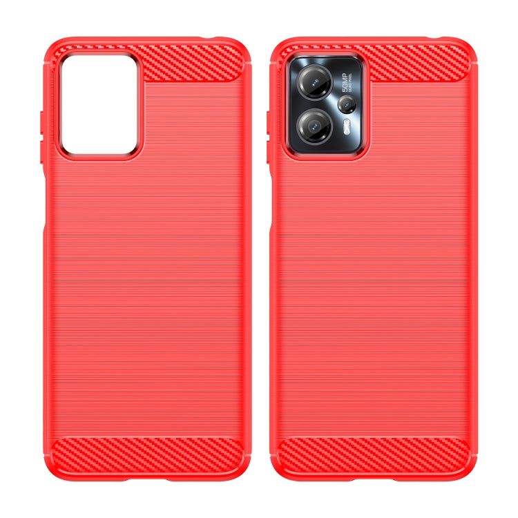 For Motorola Moto G13 Brushed Texture Carbon Fiber TPU Phone Case(Red) - Motorola Cases by buy2fix | Online Shopping UK | buy2fix
