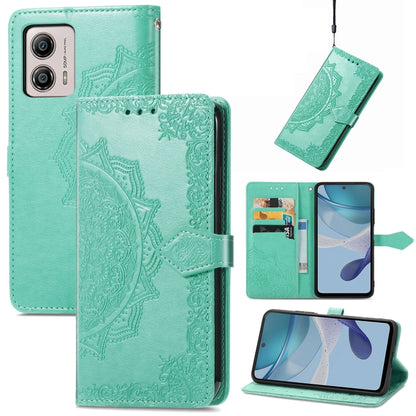 For Motorola  Moto G53 5G Mandala Flower Embossed Horizontal Flip Leather Phone Case(Green) - Motorola Cases by buy2fix | Online Shopping UK | buy2fix