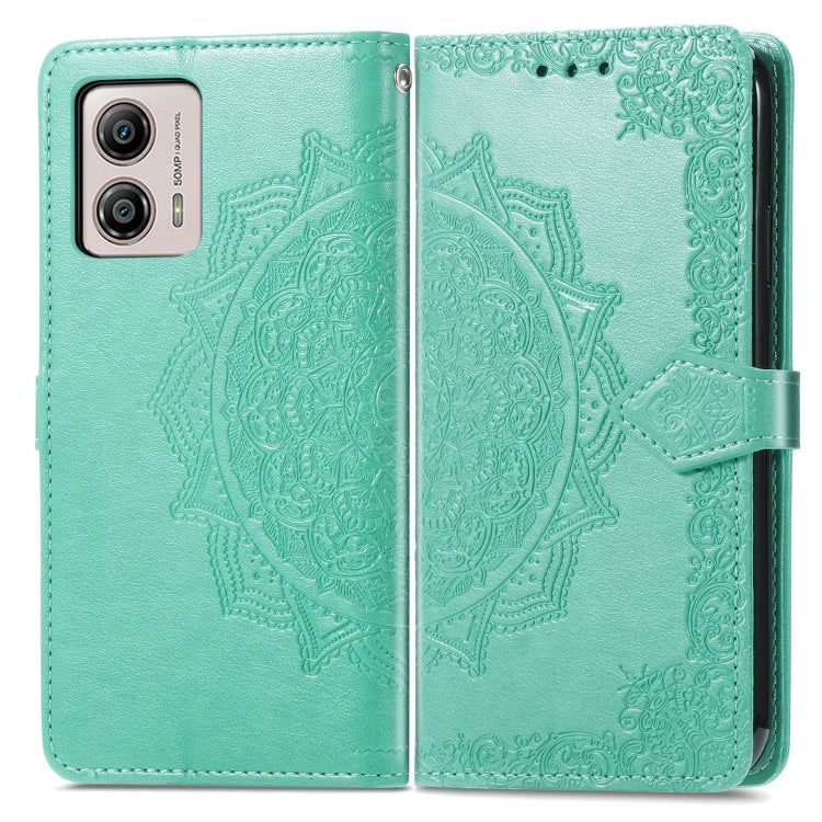 For Motorola  Moto G53 5G Mandala Flower Embossed Horizontal Flip Leather Phone Case(Green) - Motorola Cases by buy2fix | Online Shopping UK | buy2fix