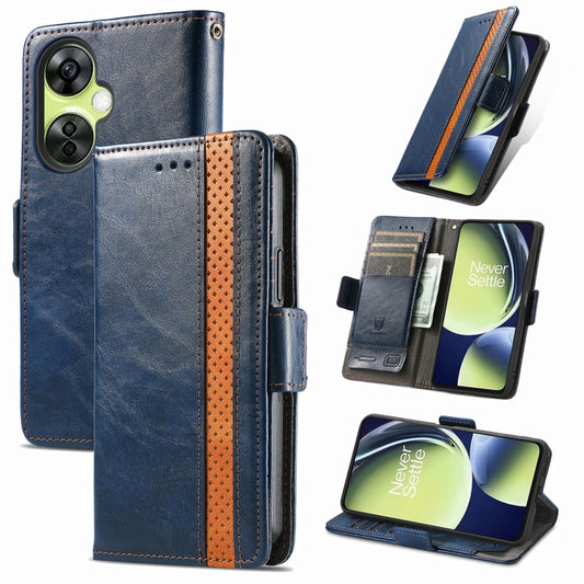 For OnePlus Nord CE 3 Lite CaseNeo Splicing Dual Magnetic Buckle Leather Phone Case(Blue) - OnePlus Cases by buy2fix | Online Shopping UK | buy2fix