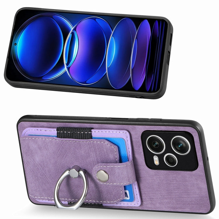 For Redmi Note 12 Pro+ Retro Skin-feel Ring Card Wallet Phone Case(Purple) - Note 12 Pro+ Cases by buy2fix | Online Shopping UK | buy2fix