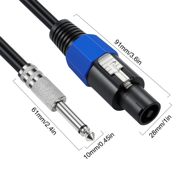 JUNSUNMAY Speakon Male to 6.35mm Male Audio Speaker Adapter Cable with Snap Lock, Length:10FT - Microphone Audio Cable & Connector by JUNSUNMAY | Online Shopping UK | buy2fix