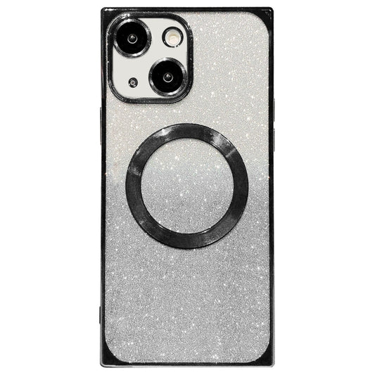 For iPhone 14 Square Gradient Magsafe Electroplating TPU Phone Case(Black) - iPhone 14 Cases by buy2fix | Online Shopping UK | buy2fix