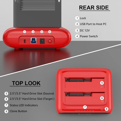 Wavlink ST341U Dual Bay External Hard Drive Docking Station Support Offline Clone Function(US Plug) - HDD Enclosure by buy2fix | Online Shopping UK | buy2fix