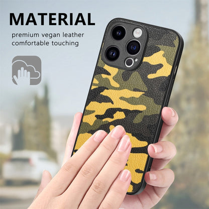 For iPhone 15 Pro Max Retro Camouflage Leather Back Phone Case(Yellow) - iPhone 15 Pro Max Cases by buy2fix | Online Shopping UK | buy2fix