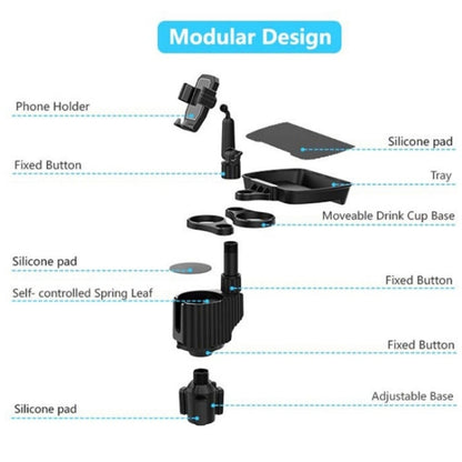 A06 Multifunctional Car Cup Mug Bottle Holder Mobile Phone Mount Stand Food Snack Tray Table(Grey) - Car Drink Holders by buy2fix | Online Shopping UK | buy2fix