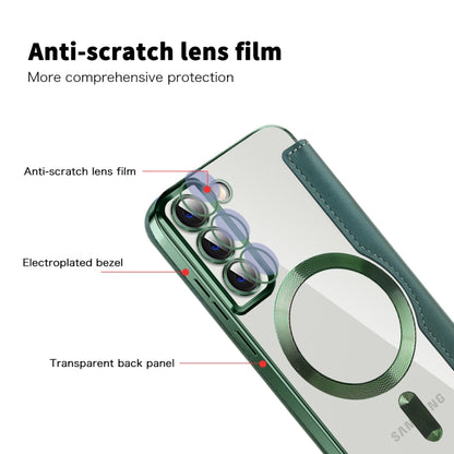 For Samsung Galaxy S22+ 5G MagSafe Magnetic RFID Anti-theft Leather Phone Case(Green) - Galaxy S22 5G Cases by buy2fix | Online Shopping UK | buy2fix