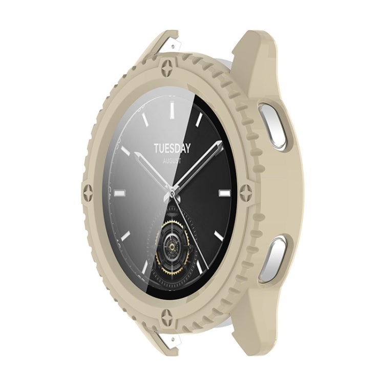 For Xiaomi Watch S3 ENKAY Hat-Prince Full Coverage PC + Tempered Glass Film Integrated Watch Case(Ivory White) - Watch Cases by ENKAY | Online Shopping UK | buy2fix