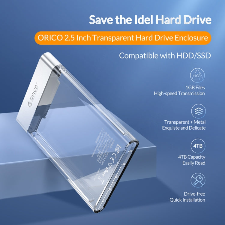 ORICO 2129U3 2.5 inch Transparent USB 3.0 Hard Drive Enclosure - Computer & Networking by ORICO | Online Shopping UK | buy2fix