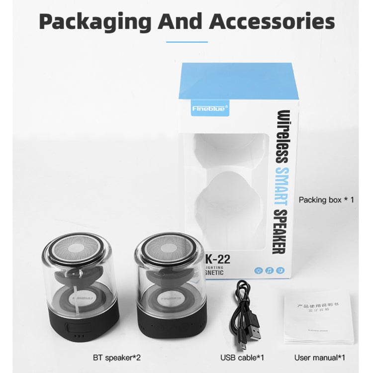 Fineblue MK-22 TWS Magnetic Absorption Bluetooth Speaker With LED Light Speaker - Mini Speaker by Fineblue | Online Shopping UK | buy2fix