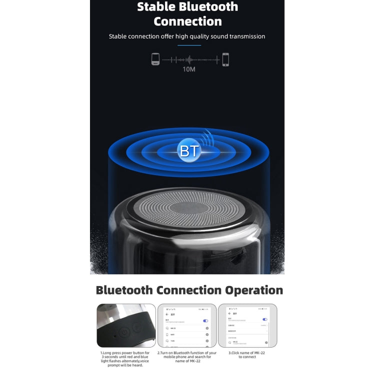 Fineblue MK-22 TWS Magnetic Absorption Bluetooth Speaker With LED Light Speaker - Mini Speaker by Fineblue | Online Shopping UK | buy2fix
