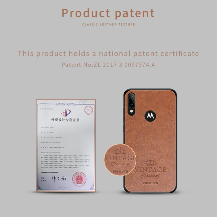 For MOTO E6 plus PINWUYO Pin Rui Series Classical Leather, PC + TPU + PU Leather Waterproof And Anti-fall All-inclusive Protective Shell(Brown) - Motorola Cases by PINWUYO | Online Shopping UK | buy2fix