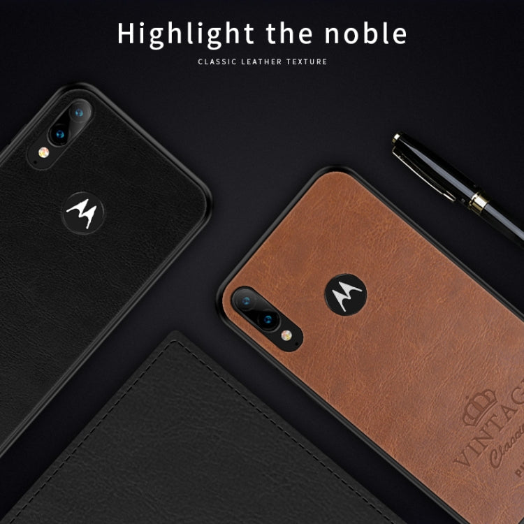 For MOTO E6 plus PINWUYO Pin Rui Series Classical Leather, PC + TPU + PU Leather Waterproof And Anti-fall All-inclusive Protective Shell(Brown) - Motorola Cases by PINWUYO | Online Shopping UK | buy2fix