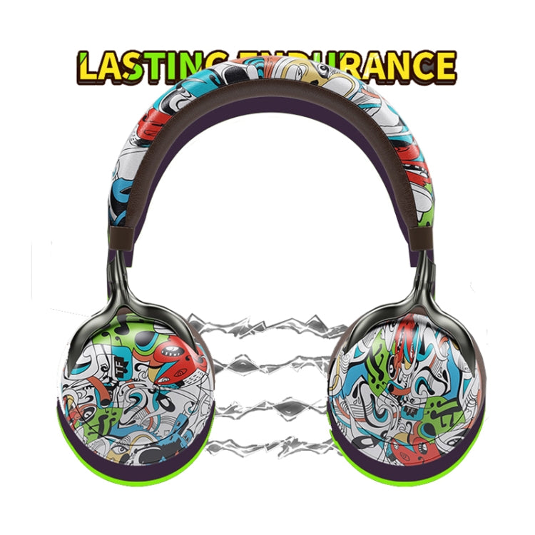 VJ086 Graffiti Headset Wireless Sports Bluetooth Headset Water Transfer Color Print Headset, Support TF, FM(Dazzle Colour) - Headset & Headphone by buy2fix | Online Shopping UK | buy2fix