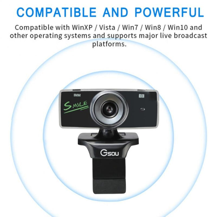 Gsou B18S HD Webcam Built-in Microphone Smart Web Camera USB Streaming Live Camera With Noise Cancellation - HD Camera by Gsou | Online Shopping UK | buy2fix