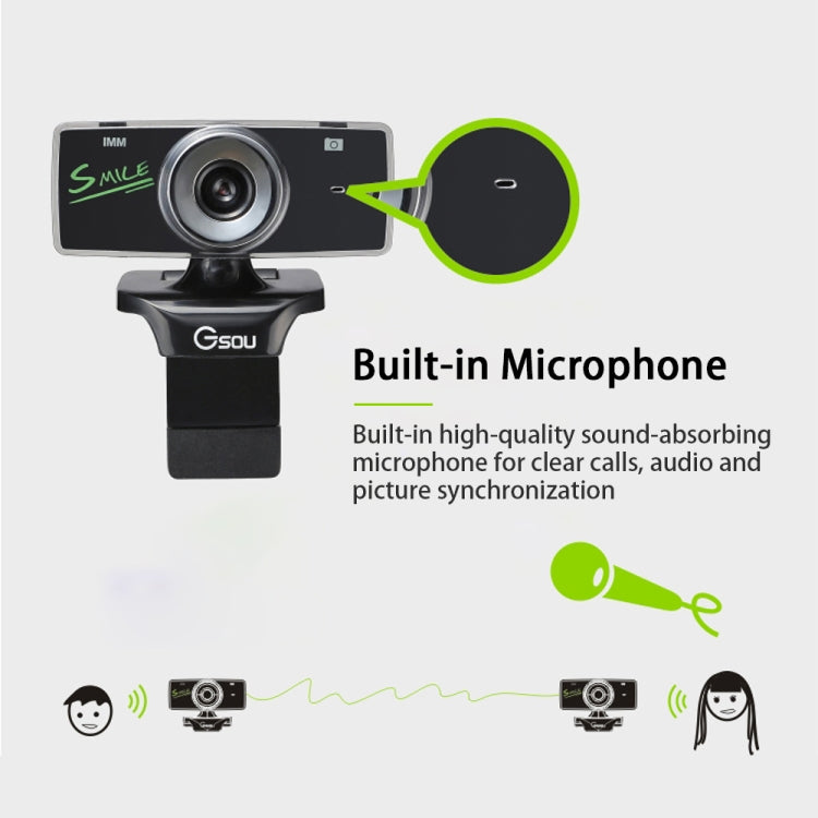 Gsou B18S HD Webcam Built-in Microphone Smart Web Camera USB Streaming Live Camera With Noise Cancellation - HD Camera by Gsou | Online Shopping UK | buy2fix