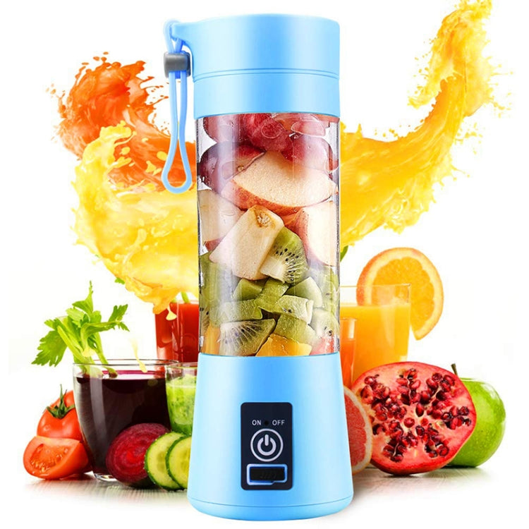 USB Rechargeable Electric Automatic Vegetable Fruit Citrus Orange Juice Maker Cup Mixer Bottle (380ML)(6 Blades Blue) - Home & Garden by buy2fix | Online Shopping UK | buy2fix