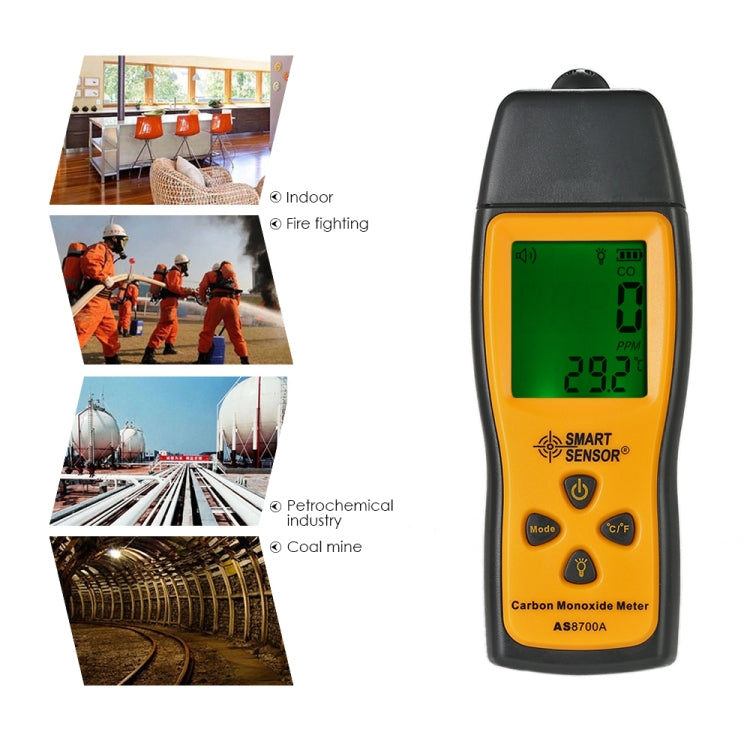 Smart Sensor AS8700A Handheld Carbon Monoxide Meter High Precision Digital CO Leak Detector Analyzer,  Sound  Light Alarm, Range: 0-1000ppm - Consumer Electronics by BENETECH | Online Shopping UK | buy2fix