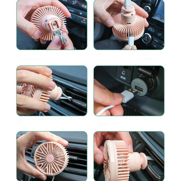 Car Vent Fan Multi-function USB Interface Mini LED Lamp Car Fan(Yellow) - Heating & Fans by buy2fix | Online Shopping UK | buy2fix