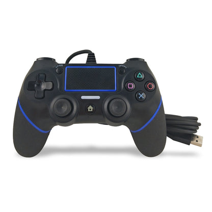 For PS4 Handle Wired Handle Cable Game Controller(Black Blue) - Gamepads by buy2fix | Online Shopping UK | buy2fix