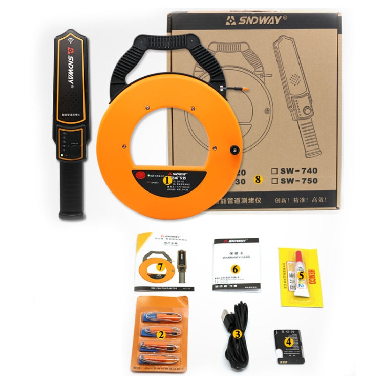 SNDWAY Pipe Scanner Thickness PVC Pipe Blockage Width Measuring Instrument, Specification:SW720 Standard (20 meters) - Coating Thickness Gauge by SNDWAY | Online Shopping UK | buy2fix