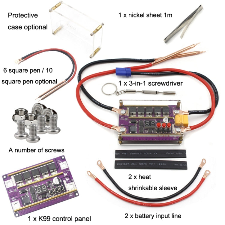 Compatible Version 12V Digital Display DIY Battery Spot Welding Machine Pen Control, Style:6 Square Pen With Case - Home & Garden by buy2fix | Online Shopping UK | buy2fix