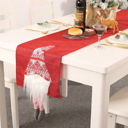 Christmas Tablecloth Santa Claus Table Runner Hotel Banquet Table Flag for Festival Decoration(Red) - Home & Garden by buy2fix | Online Shopping UK | buy2fix