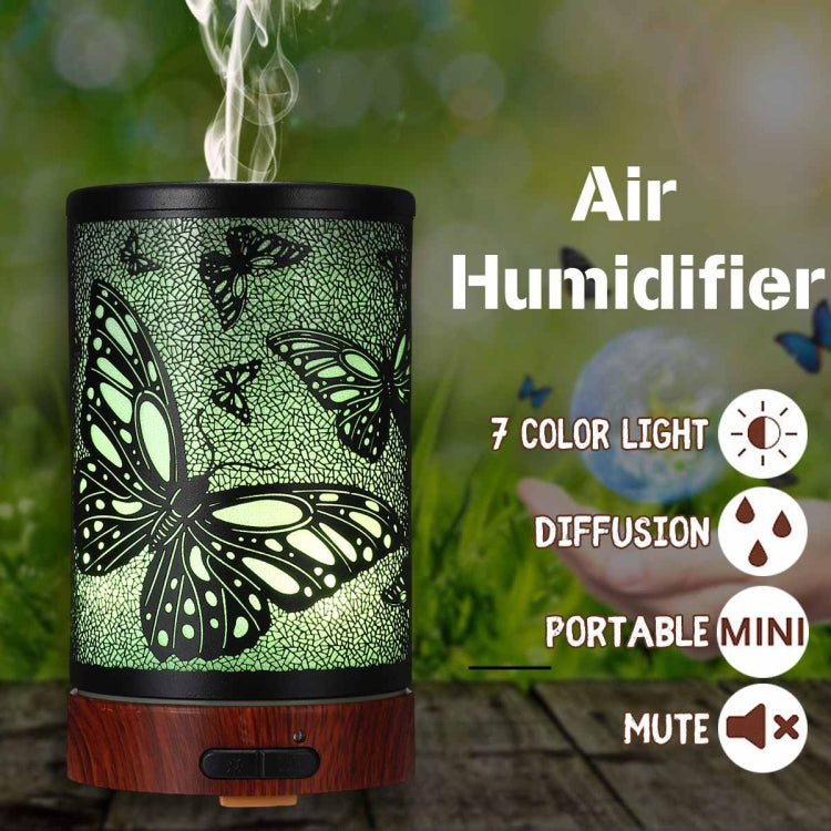 Butterfly Pattern Air Humidifier Essential Oil Diffuser Mist Maker Colorful LED Lamp  Diffuser Aromatherapy Air Purifier, Plug Type:US Plug(Black) - Home & Garden by buy2fix | Online Shopping UK | buy2fix