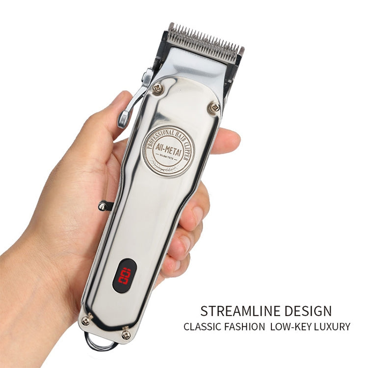 Retro Oil Head Electric Pusher Strong Power Electric Fader LCD Digital Display Rechargeable Hair Clipper(EU Plug) - Hair Trimmer by buy2fix | Online Shopping UK | buy2fix
