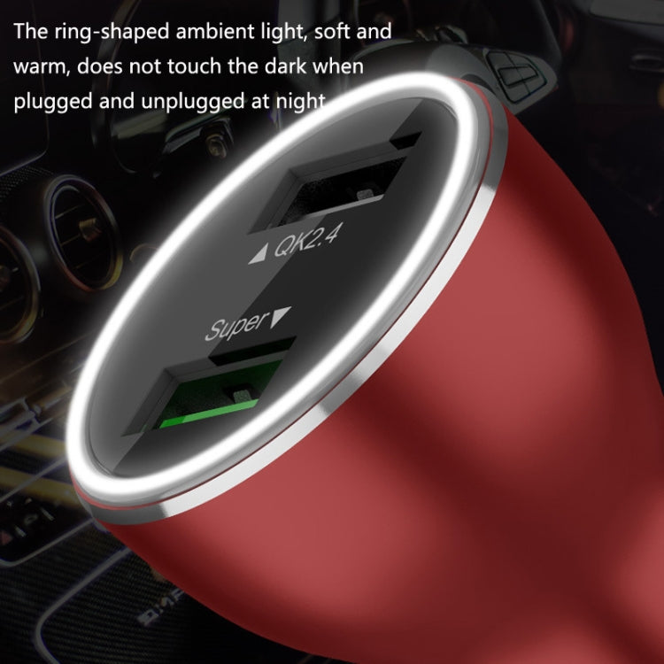 QIAKEY QK739 Dual Ports Fast Charge Car Charger(Red) - In Car by QIAKEY | Online Shopping UK | buy2fix