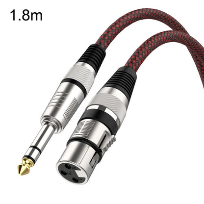 1.8m Red and Black Net TRS 6.35mm Male To Caron Female Microphone XLR Balance Cable -  by buy2fix | Online Shopping UK | buy2fix