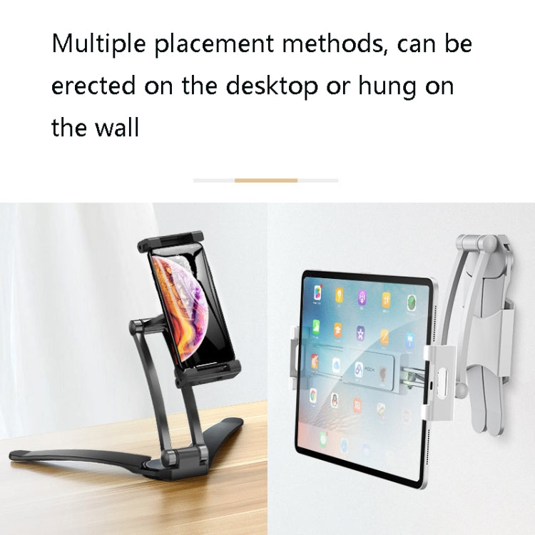 Multifunctional Mobile Phone Tablet Wall Hanging Desktop Aluminum Alloy Holder with Wall Base(Silver Gray) - Lazy Bracket by buy2fix | Online Shopping UK | buy2fix