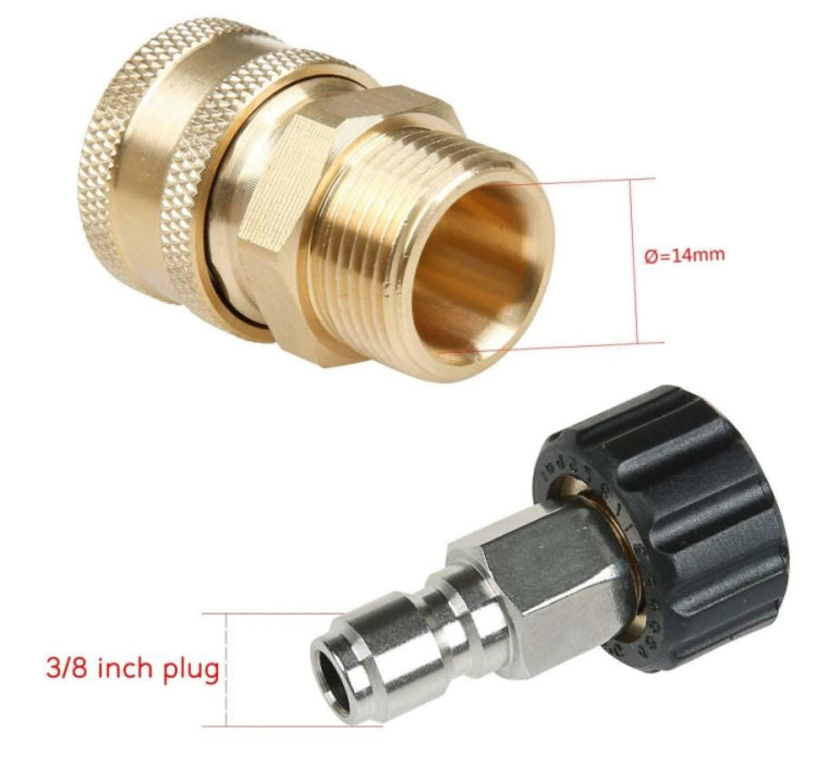Pressure Washer Accessories Quick Connect Car Wash Water Hose Quick Connection, Typle:14-3/8 Male + 15-3/8 Female - Car Washer & Accessories by buy2fix | Online Shopping UK | buy2fix