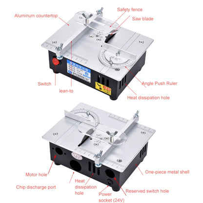 S3  96W Liftable Table Mini Table Saw Aluminum Cutting Machine,Spec: Black High Match(EU Plug) - Electric Saws & Accessories by buy2fix | Online Shopping UK | buy2fix
