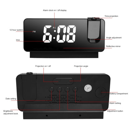 S282 Colorful Font Mute Electronic Digital Clock Mirror Projection Alarm Clock(Black Shell) - Alarm Clocks by buy2fix | Online Shopping UK | buy2fix
