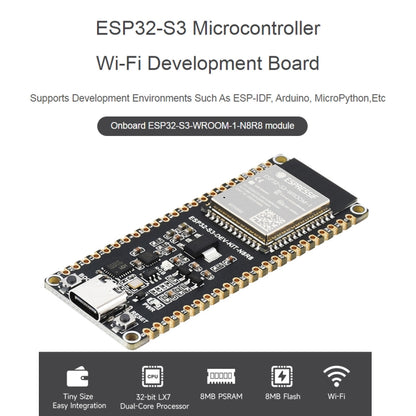 Waveshare ESP32-S3 Microcontroller 2.4GHz Wi-Fi Development Board ESP32-S3-WROOM-1-N8R8 Module Standard Ver. With Pinheader - Consumer Electronics by Waveshare | Online Shopping UK | buy2fix