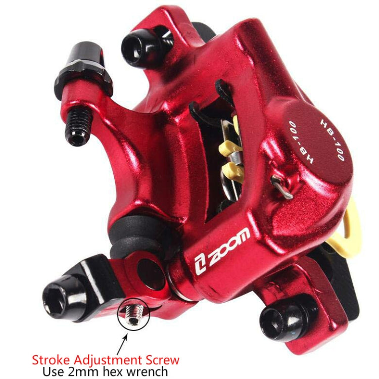 ZOOM HB100 Mountain Bike Hydraulic Brake Caliper Folding Bike Cable Pull Hydraulic Disc Brake Caliper, Style:Front(Red) - Bicycle Brake Parts by Zoom | Online Shopping UK | buy2fix