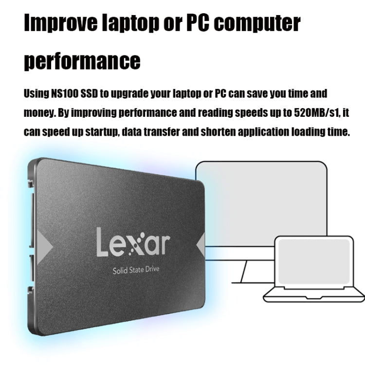 Lexar NS100 2.5 inch SATA3 Notebook Desktop SSD Solid State Drive, Capacity: 512GB(Gray) - External Solid State Drives by Lexar | Online Shopping UK | buy2fix