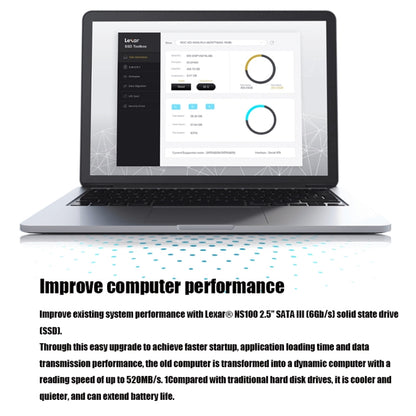 Lexar NS100 2.5 inch SATA3 Notebook Desktop SSD Solid State Drive, Capacity: 512GB(Gray) - External Solid State Drives by Lexar | Online Shopping UK | buy2fix