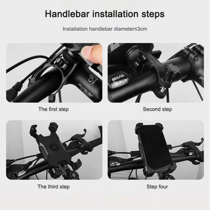 Electric Bicycle Mobile Phone Holder Can Be Rotated 360-degree Mobile Phone Holder Four-way Adjustment Bracket for Motorcycle, Style:Handlebars(Black) - Holders by buy2fix | Online Shopping UK | buy2fix