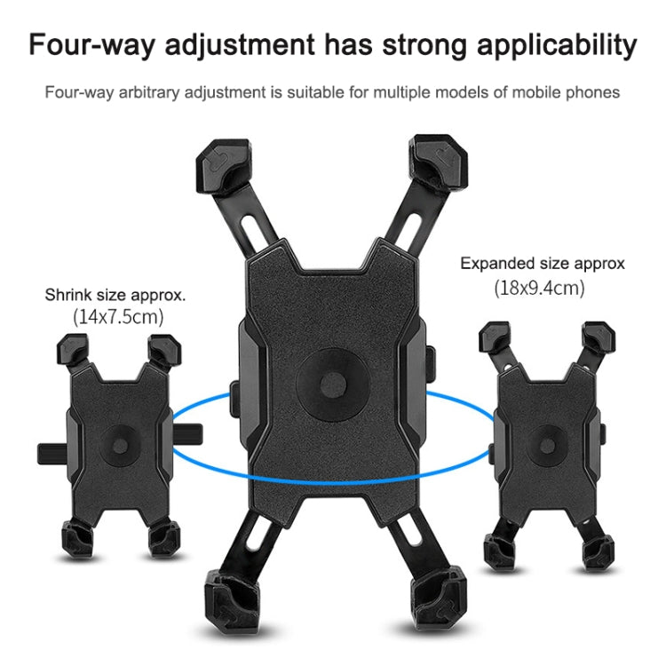 Electric Bicycle Mobile Phone Holder Can Be Rotated 360-degree Mobile Phone Holder Four-way Adjustment Bracket for Motorcycle, Style:Handlebars(Yellow) - Holders by buy2fix | Online Shopping UK | buy2fix