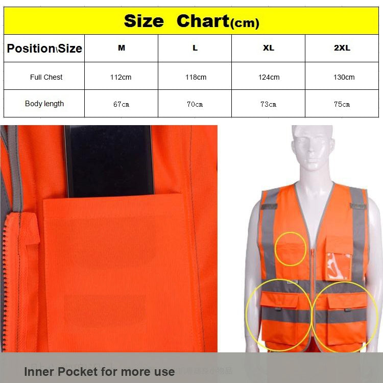 Multi-pockets Safety Vest Reflective Workwear Clothing, Size:L-Chest 118cm(Orange) - Reflective Safety Clothing by buy2fix | Online Shopping UK | buy2fix