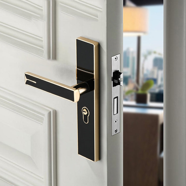 Mute Strong Magnetic Aluminum Alloy Interior Door Lock Door Bedroom Hardware Handle Lock, Color:Black Gold Small 50 Lock Body - Security by buy2fix | Online Shopping UK | buy2fix