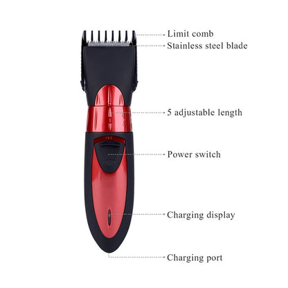 Waterproof Electric Hair Clipper Rechargeable Hair Trimmer Hair Cutting Machine Haircut Beard Trimer, EU Plug(Grey) - Hair Trimmer by buy2fix | Online Shopping UK | buy2fix